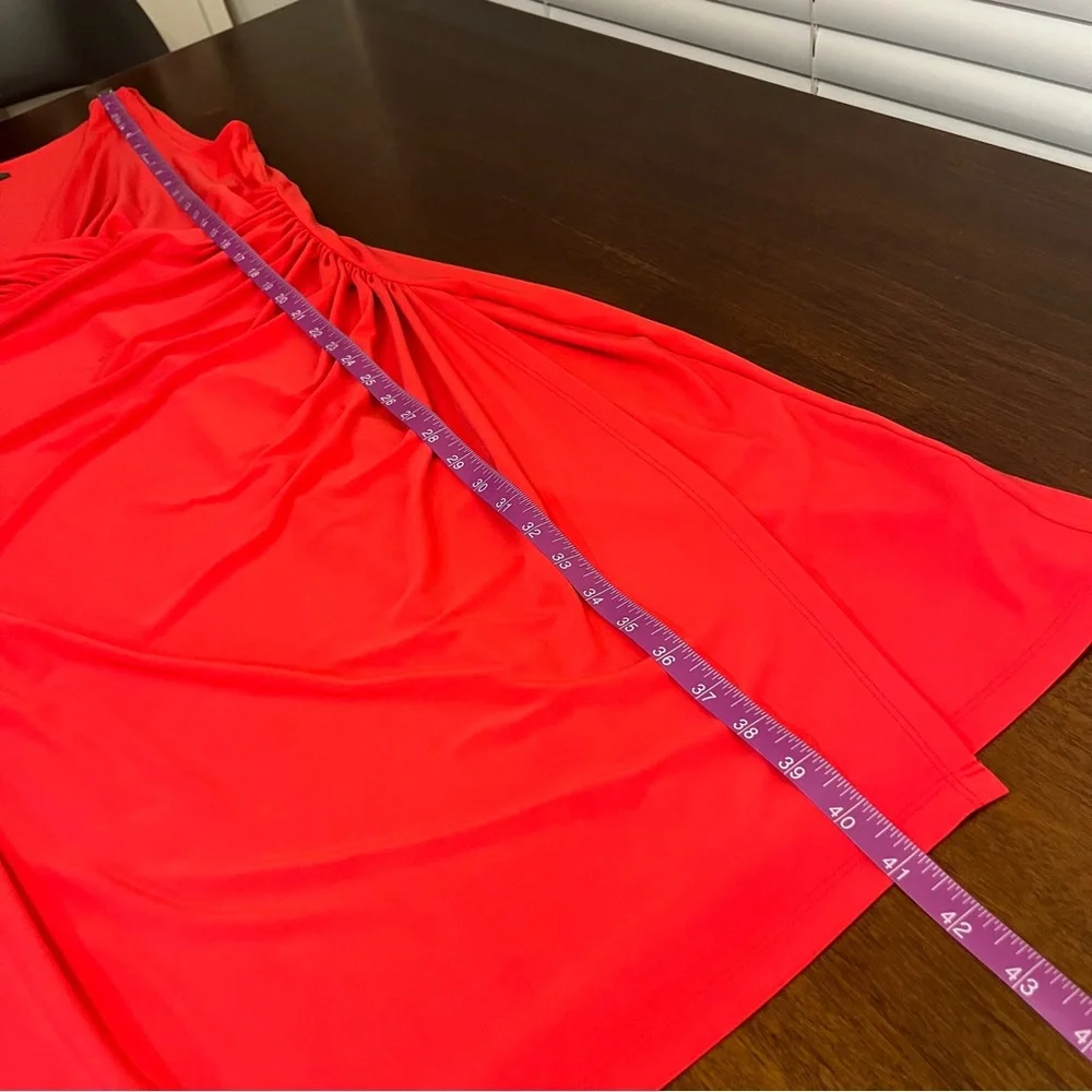 Ralph Lauren Red Sleeveless Faux Wrap Draped Sheath Dress Size 12